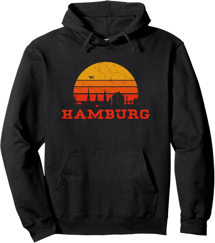 "Hamburg" Motiv mit Skyline von Hamburg im Sonnenuntergang Pullover Hoodie