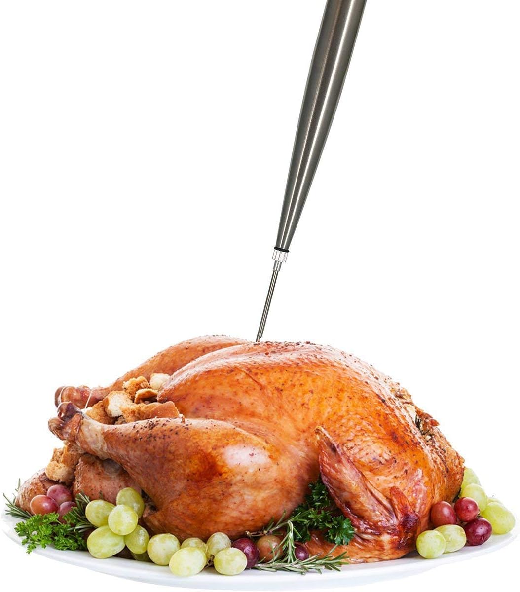 Home Servz 304 Edelstahl Bratenspritzen,Injektor-Nadel Und Reinigungsbürste, schwarze Gummikugel