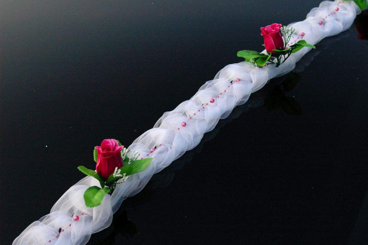 Sonder Organza Girlande Braut Paar Rose Deko Dekoration Hochzeit Car Auto Wedding ®Auto-schmuck Deko