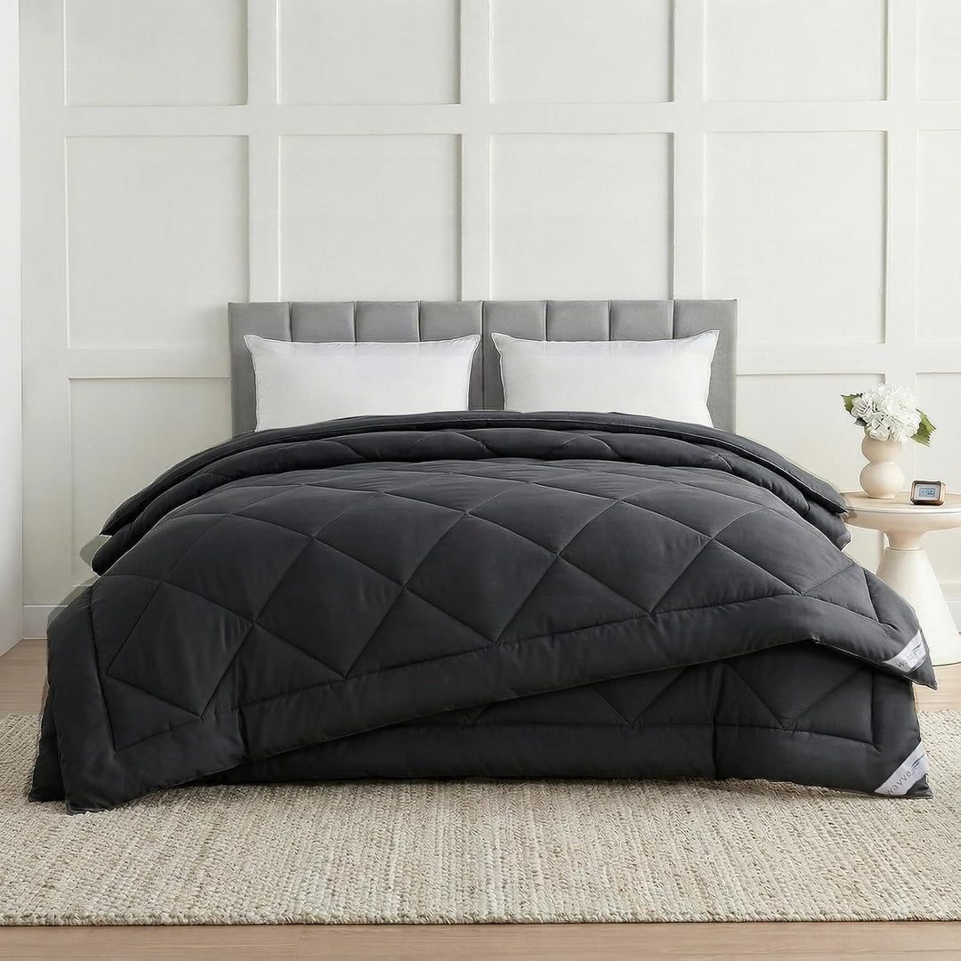 WAVVE Bettdecke 240x220 4 Jahreszeiten 2 teilig Grau - Sommerdecke 240x220cm 150gsm+Ganzjahresdecke