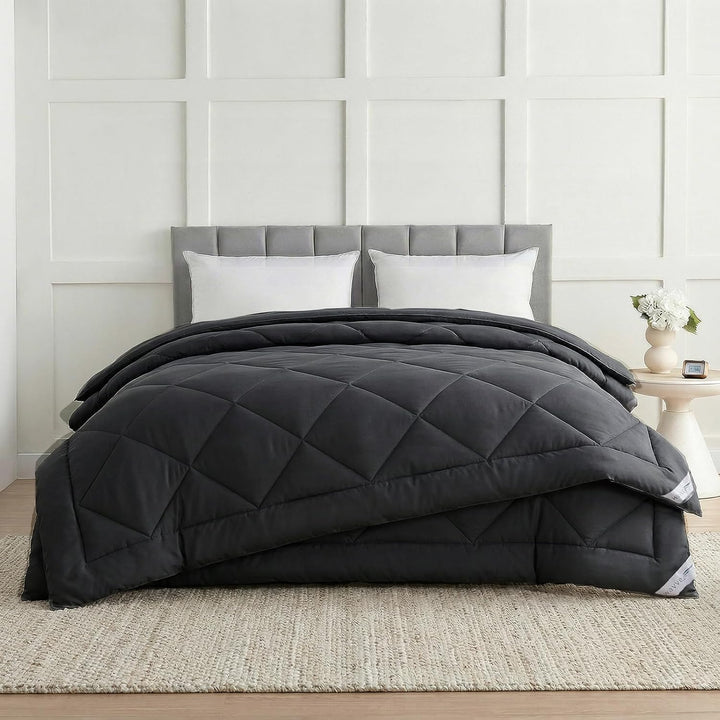 WAVVE Bettdecke 240x220 4 Jahreszeiten 2 teilig Grau - Sommerdecke 240x220cm 150gsm+Ganzjahresdecke