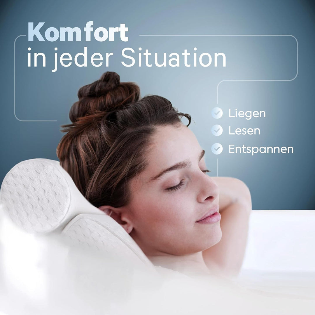 Badewannenkissen • Ergonomisches &amp; Muskelentspannendes Premium Badekissen • Neuer 5D Spezial-Schaum