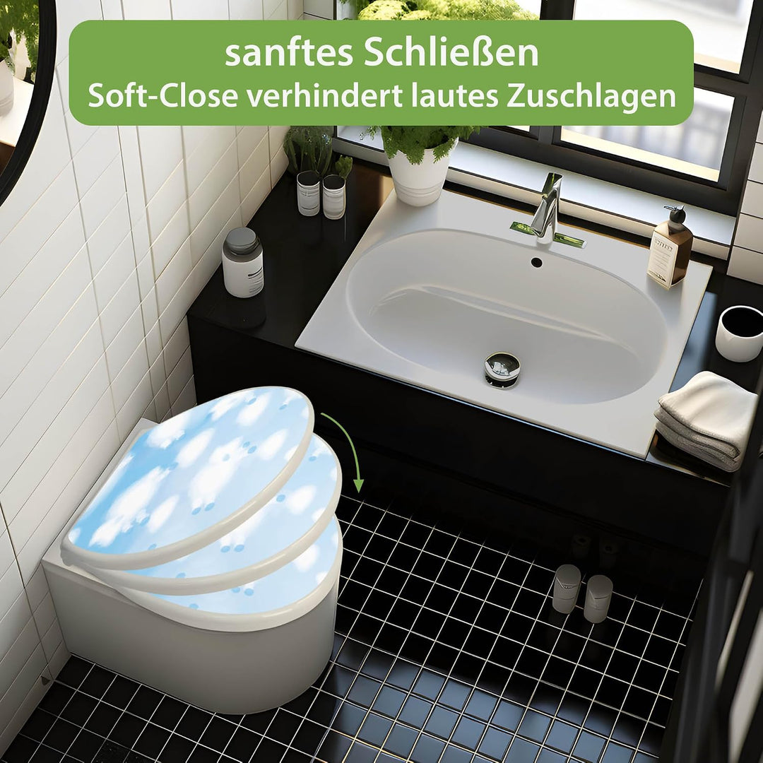 banjado Toilettendeckel mit Absenkautomatik 44,5x37cm - Soft Close Toilettensitz - WC Sitz mit Absen