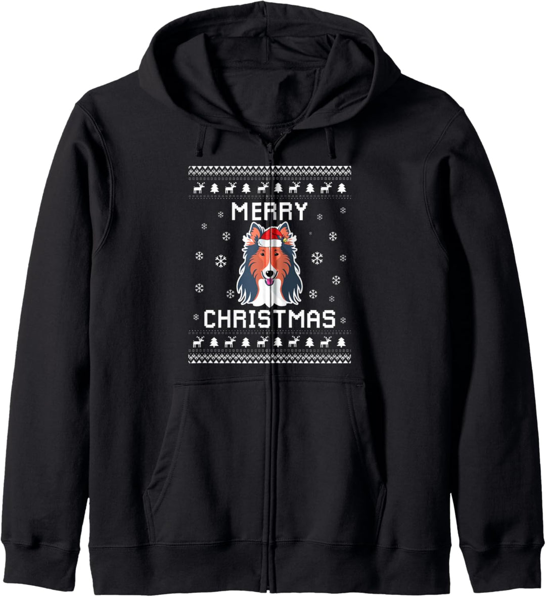 Rough Collie Dog Owner Hässlicher Weihnachtspullover Kapuzenjacke