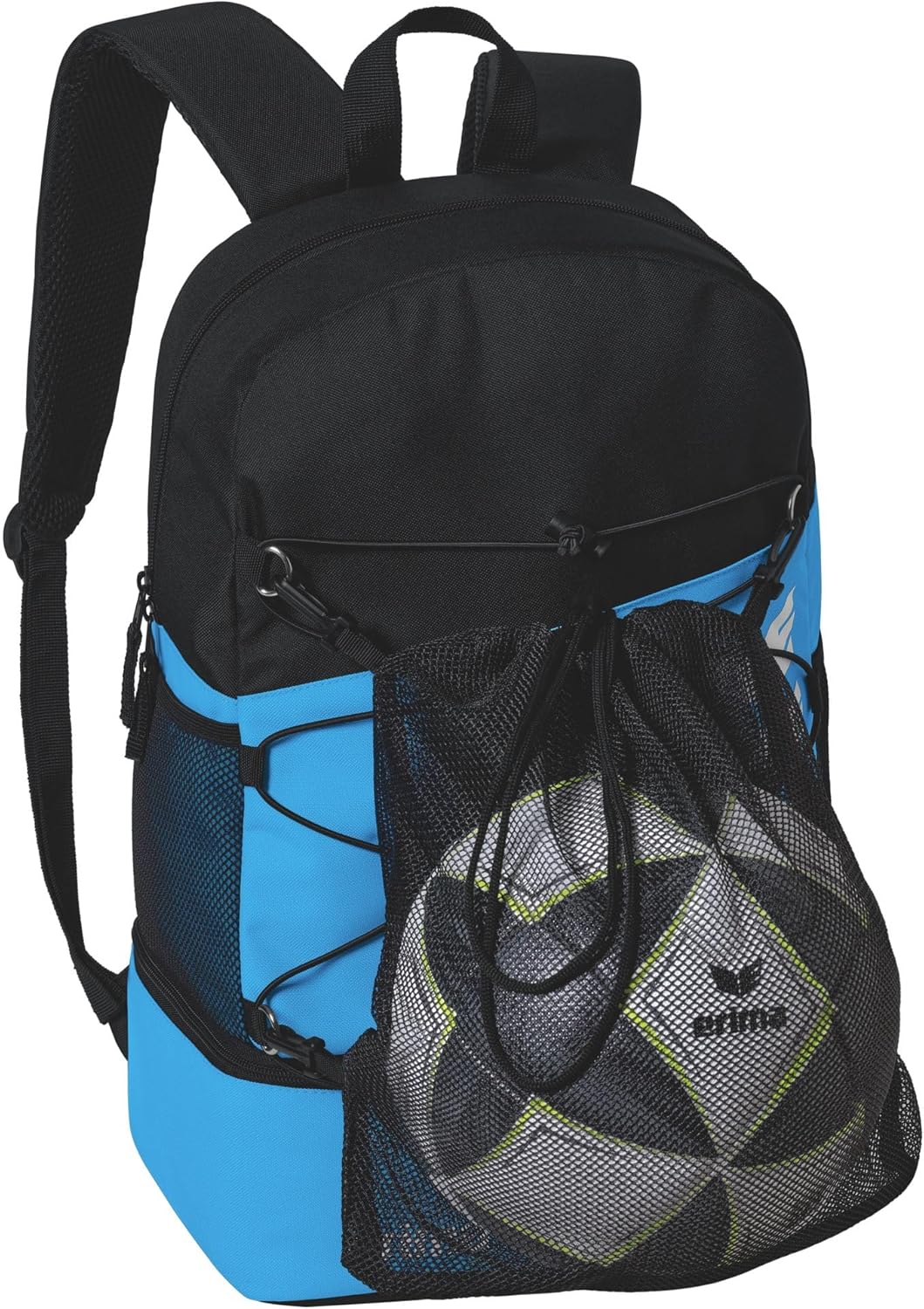 Erima Unisex Six Wings Rucksack mit Bodenfach (1er Pack) 1 Curacao/Schwarz, 1 Curacao/Schwarz
