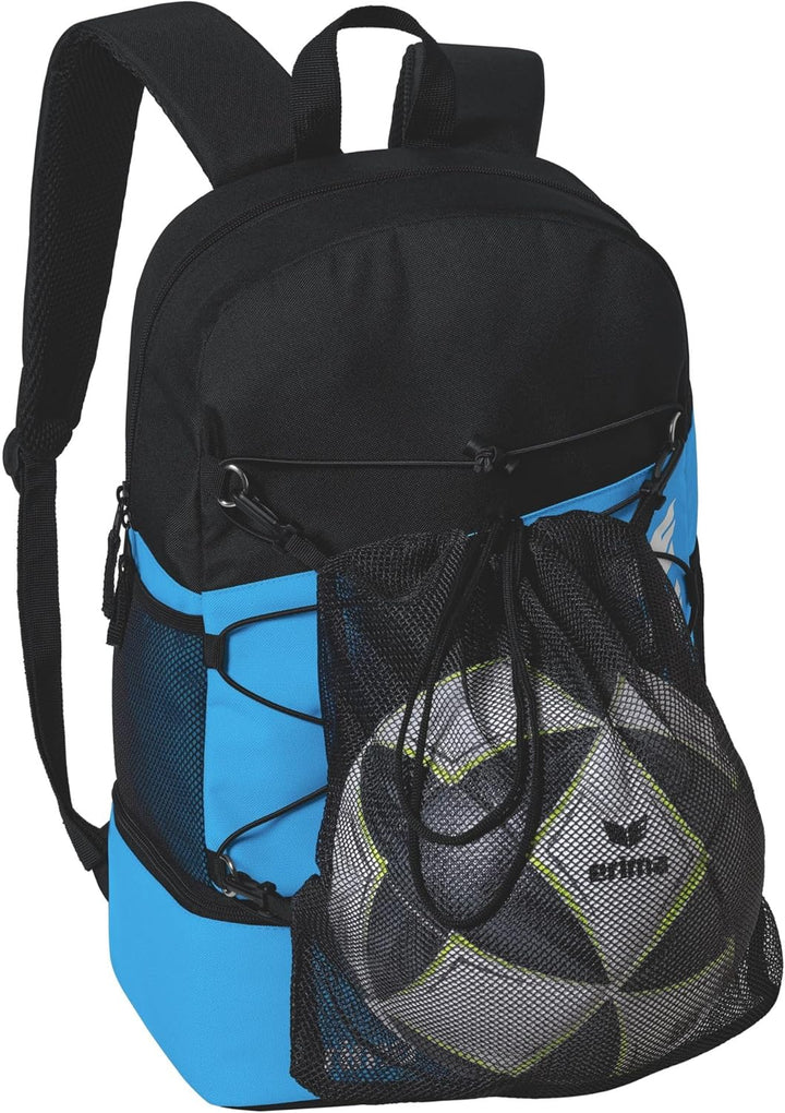 Erima Unisex Six Wings Rucksack mit Bodenfach (1er Pack) 1 Curacao/Schwarz, 1 Curacao/Schwarz