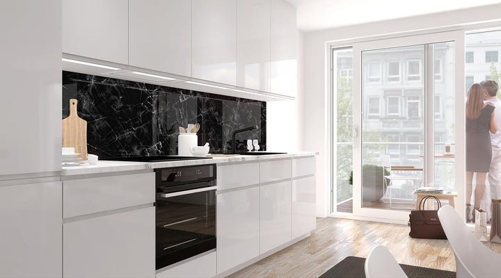 StickerProfis Küchenrückwand selbstklebend Glasoptik - MARMOR Black - 1.8mm, Versteift, alle Untergr