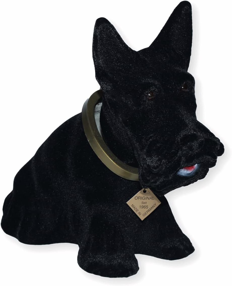 RAKSO Wackel Figur Hund Scottish Terrier Wackelfigur H 22 cm schwarz gross Dekofigur mit Wackelkopf