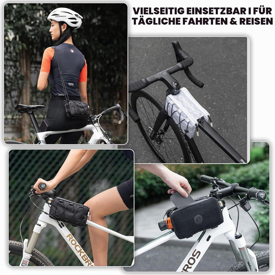 ROCKBROS Rahmentasche Fahrradtasche Oberrohr Schlankes Design mit Elastischer Seitenschnur, Fahrrad