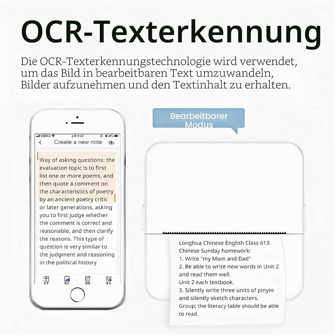 Mini Drucker für Smartphone X6, Bluetooth Thermodrucker Handy Drucker Etikettendrucker Fotodrucker 1