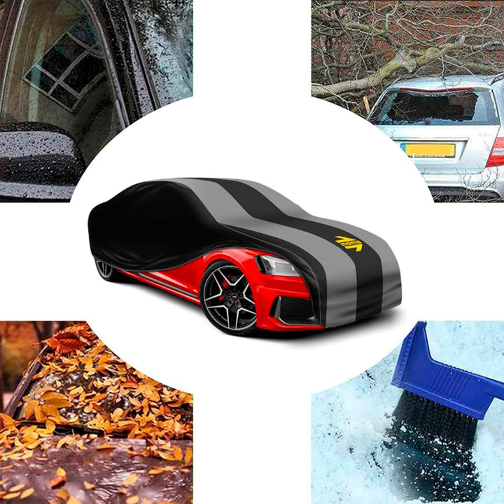 MOMO AUTOABDECKUNG OUTDOOR 3 SCHICHTEN ELASTISCH - AUTO SCHUTZHÜLLE OUTDOOR GRÖSSE XL (530x178x120 C