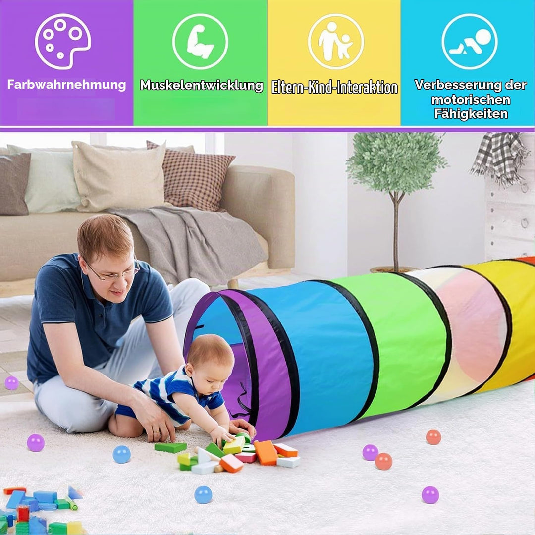 LATERN 180CM Spieltunnelzelt für Kinder, 46CM Runder Öffnung Babytunnel Bunter Pop-Up Kriechtunnel Z
