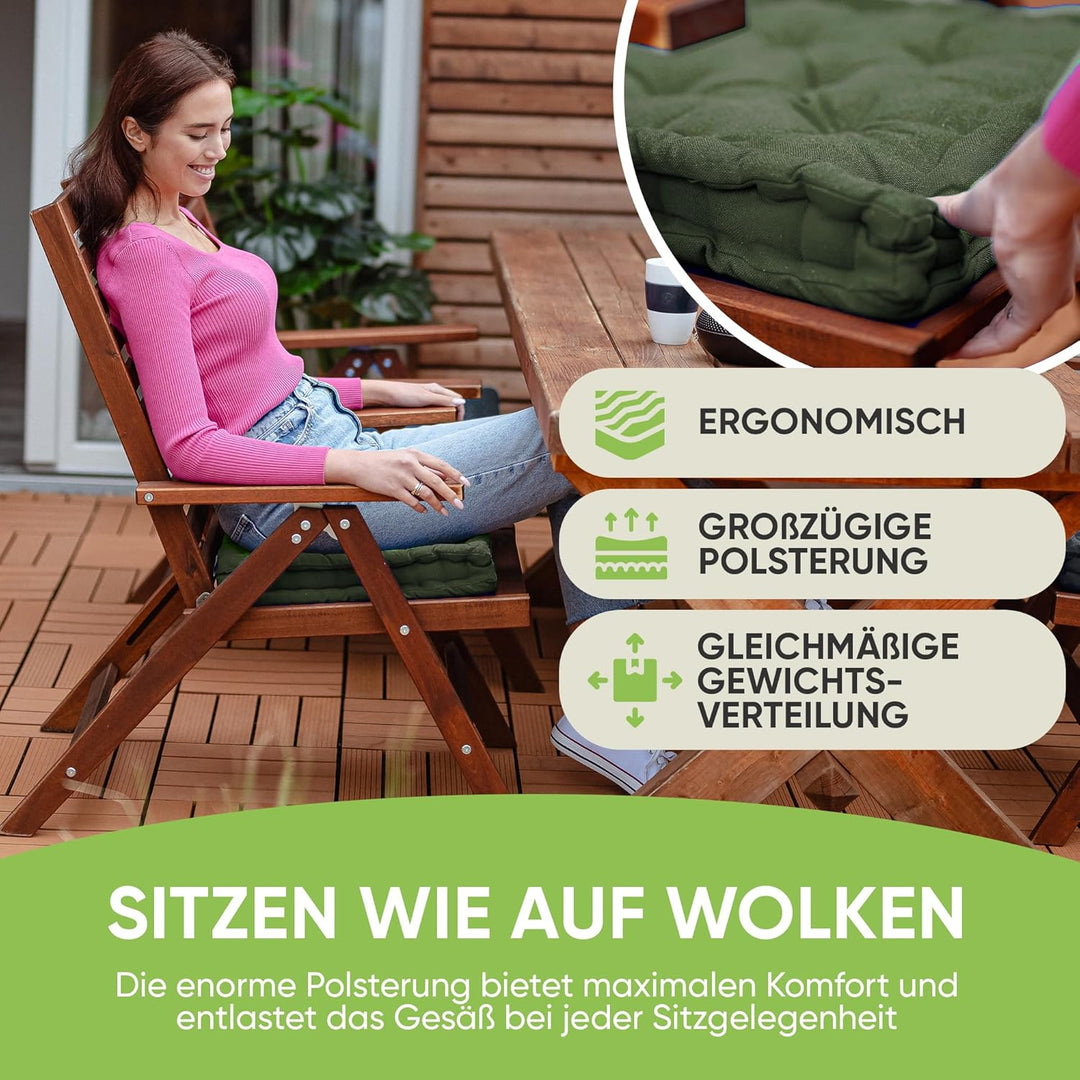 Gräfenstayn® 4er-Set Sitzkissen Stuhlkissen 40x40x8cm für Indoor und Outdoor aus 100% Baumwolle Dick