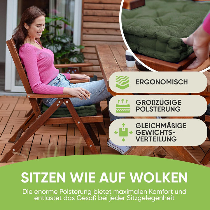 Gräfenstayn® 4er-Set Sitzkissen Stuhlkissen 40x40x8cm für Indoor und Outdoor aus 100% Baumwolle Dick