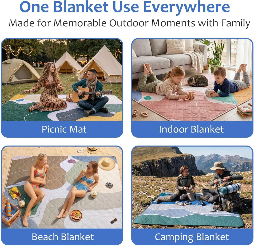 Exclusivo Mezcla wasserdichte Picknickdecke, Waschbare Stranddecke für Camping, Tragbare Outdoor Dec