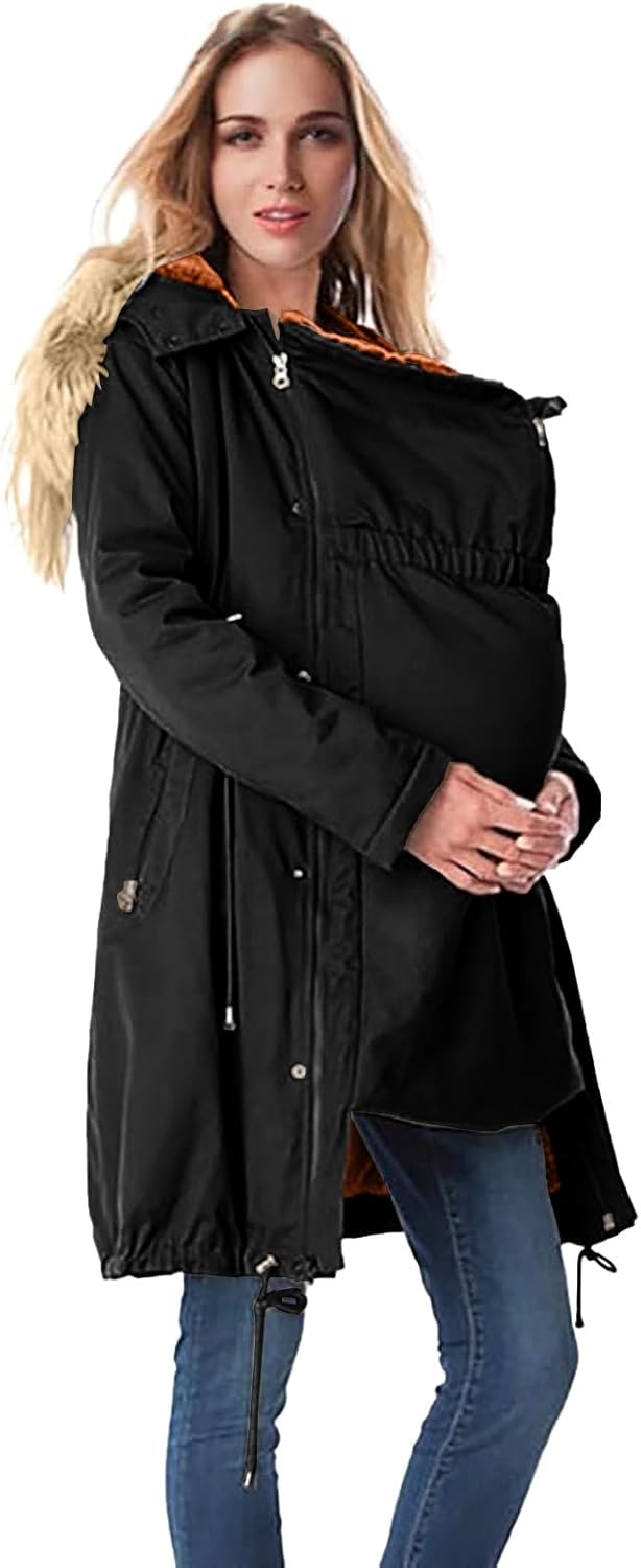Generisch Parka Damen Winter Umstands Baumwolljacke 3 In 1 Winter Knielanger Tragejacke Mit Einstell