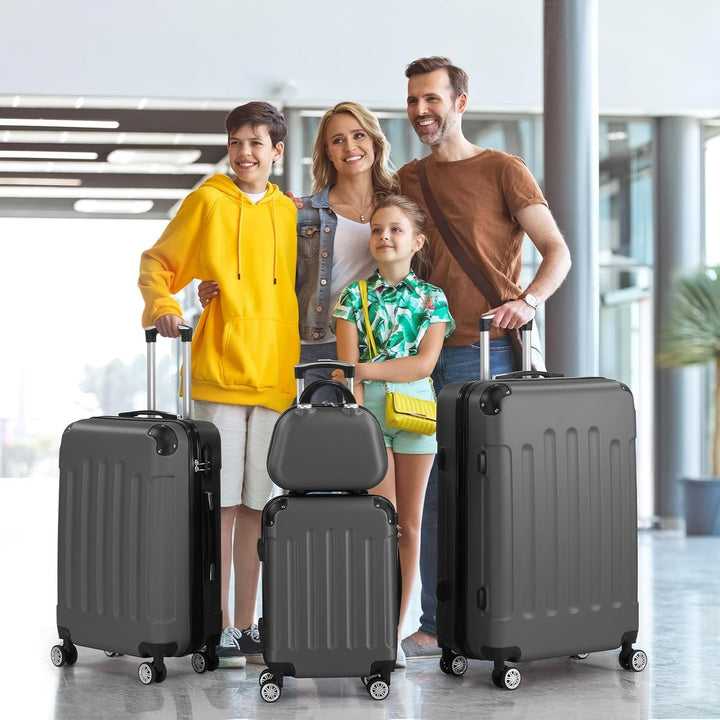 LALAHO Kofferset 3/4 teilig, Reisekoffer Set mit Kosmetikkoffer, Hartschalen Koffer Set aus ABS, Gep