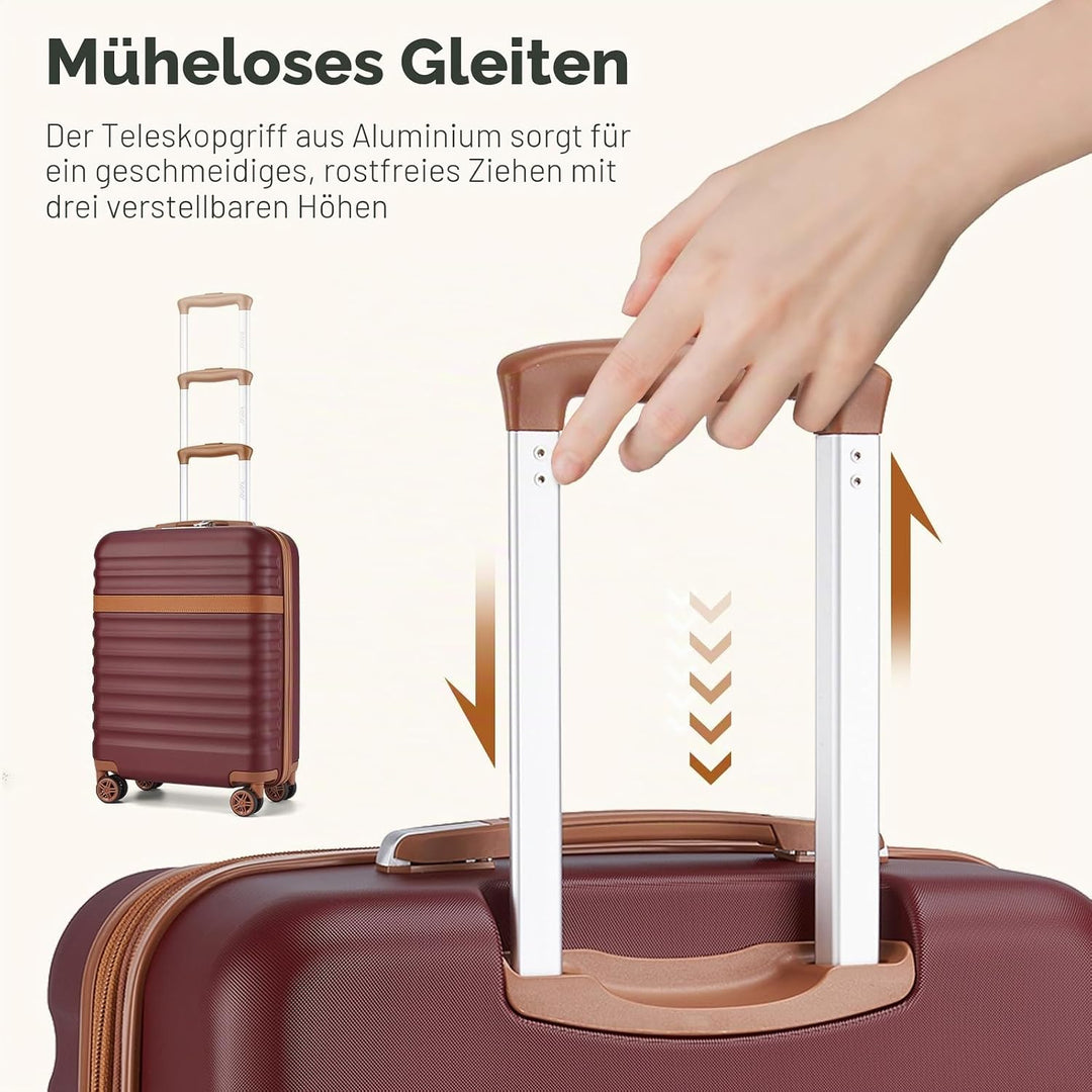 KONO Handgepäck Koffer Trolley Koffer Reisekoffer leicht aus ABS+PC mit 4 Rollen Hartschalenkoffer T