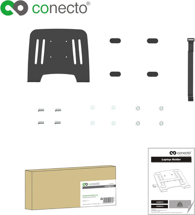 conecto, Notebook-Halterung für Monitorständer, VESA 75x75 bis 100x100, Traglast: 9,0 Kg, schwarz, S