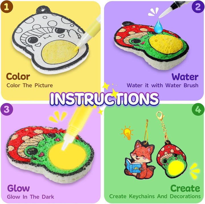 Zefy Bastelset Kinder 4-12 Jahre, 20 Stück Leuchtende 3D Aqua Puffy | DIY Kreativ Basteln Magic Foam
