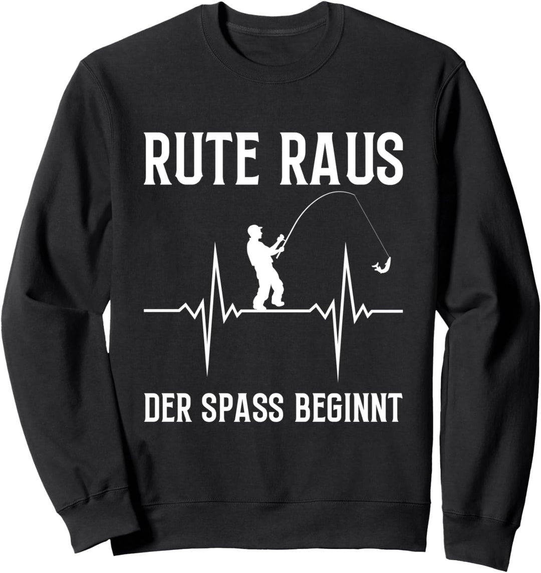 Angeln Rute Raus Der Spass Beginnt Angler Herzschlag Spruch Sweatshirt