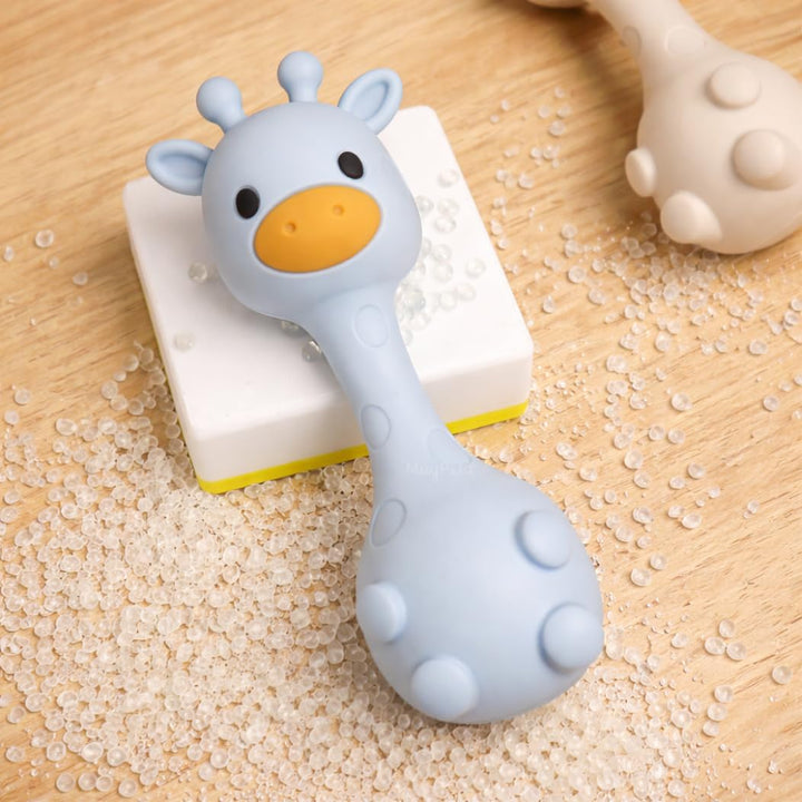 MuyPe Rassel Giraffe und Beissring für Babys (Giraffe Blau), Giraffe Blau