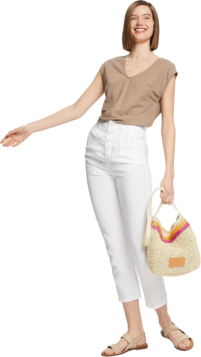ESPRIT Damen Hose 30 100/White, 30 100/White