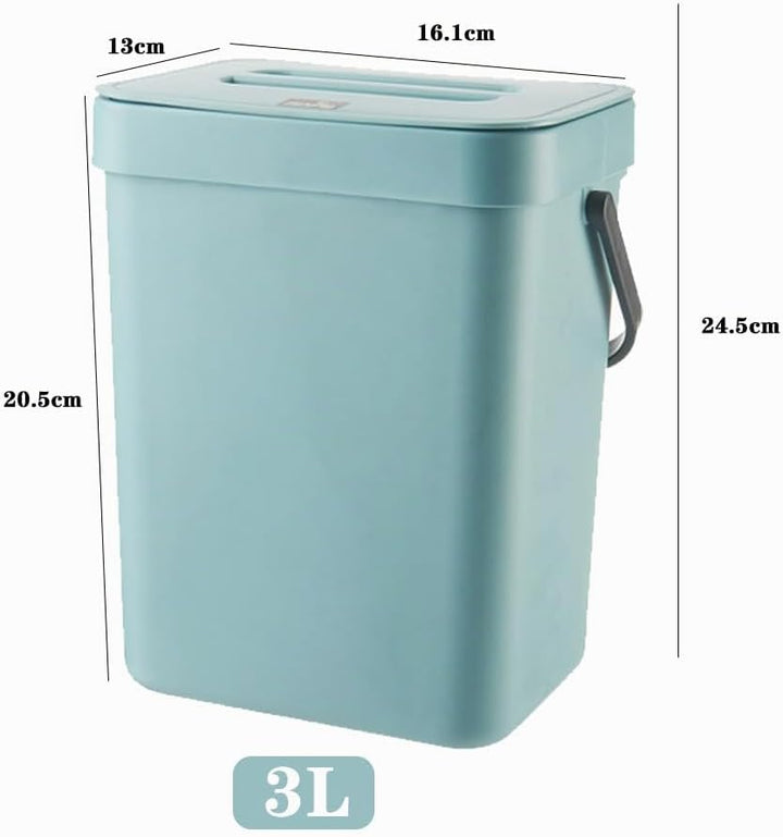 Küchenmülleimer - Kleiner 3L Bio Mülleimer mit Deckel - Geruchshemmend - Arbeitsplatte zum Aufhängen