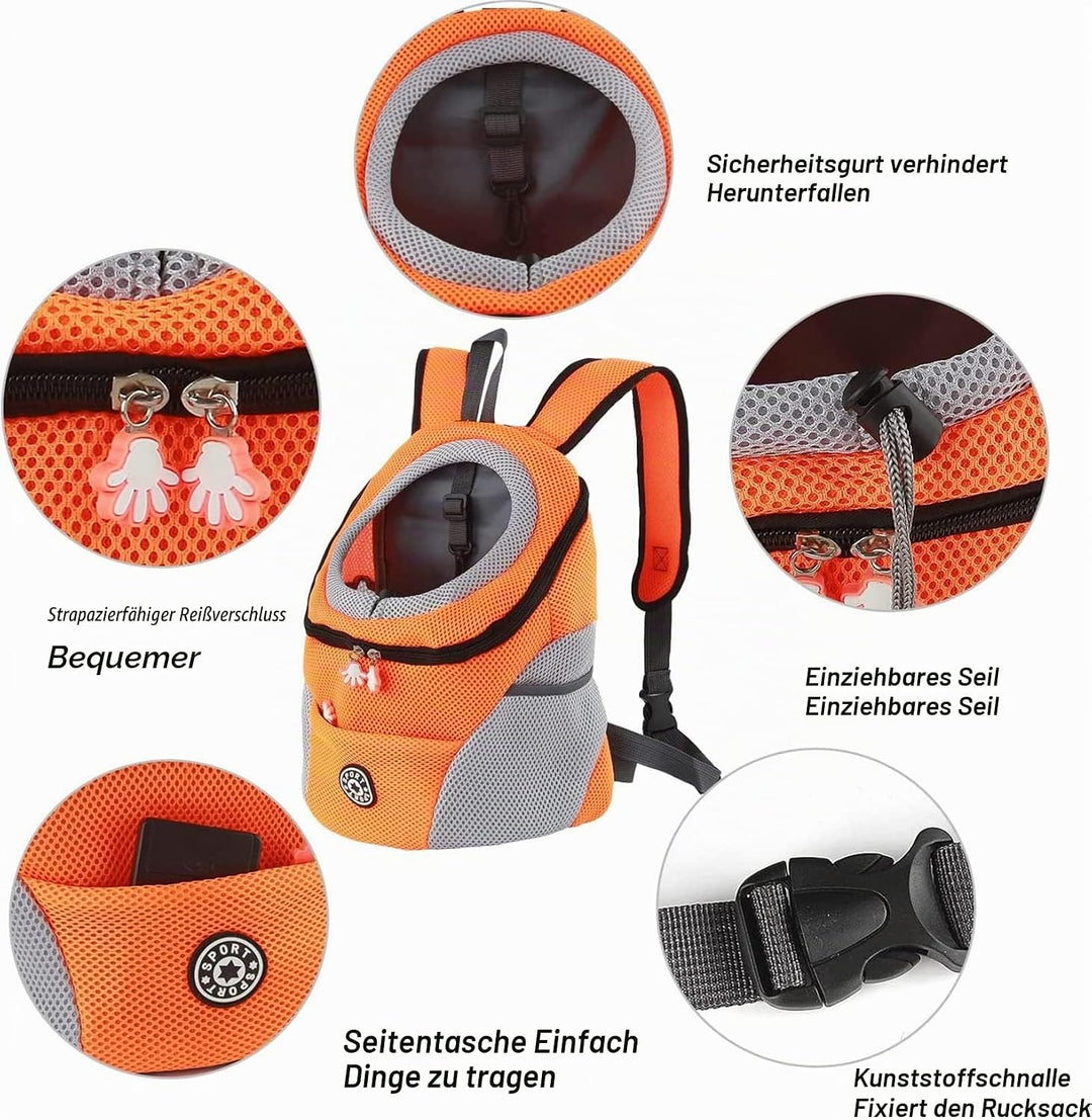 Hundetrage-Rucksack Welpentasche Kleine Haustier-Fronttasche mit Atmungsaktivem, Head-Out-Design, Wa