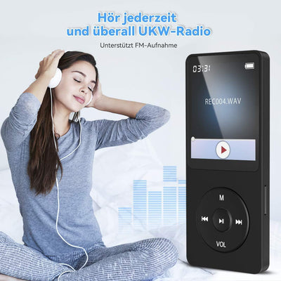 AGPTEK MP3 Player 32GB mit Lautsprecher, 70 Stunden Akkulaufzeit Kleiner und klassischer Sport MP3 m