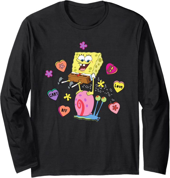 SpongeBob SquarePants And Gary BFF Valentine's Candy Hearts Langarmshirt