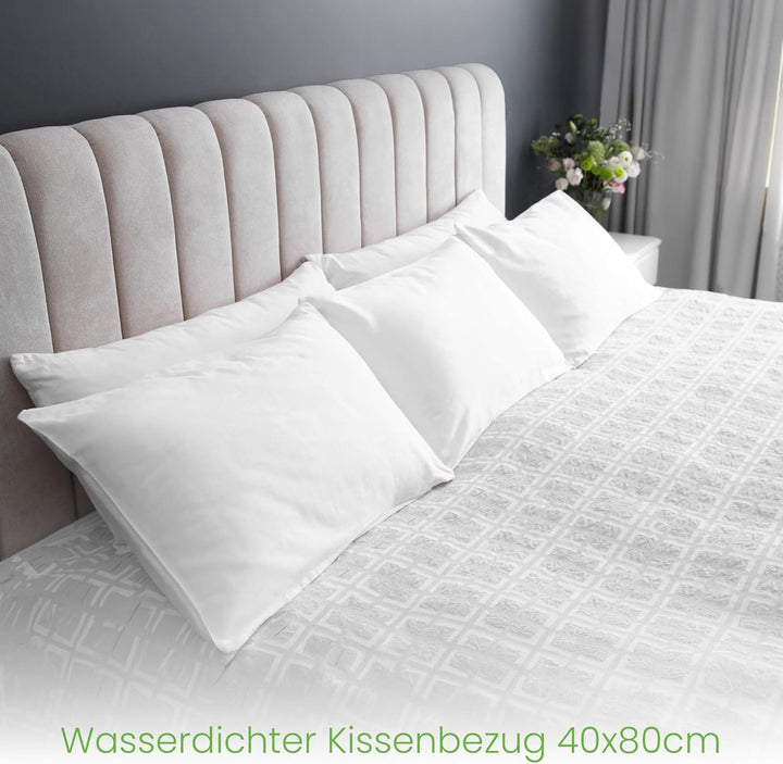 Kissenschoner 40x80 cm Dreilagig mit Reissverschluss, Antiallergen, 100% Bambus, 2er-Pack wasserdich