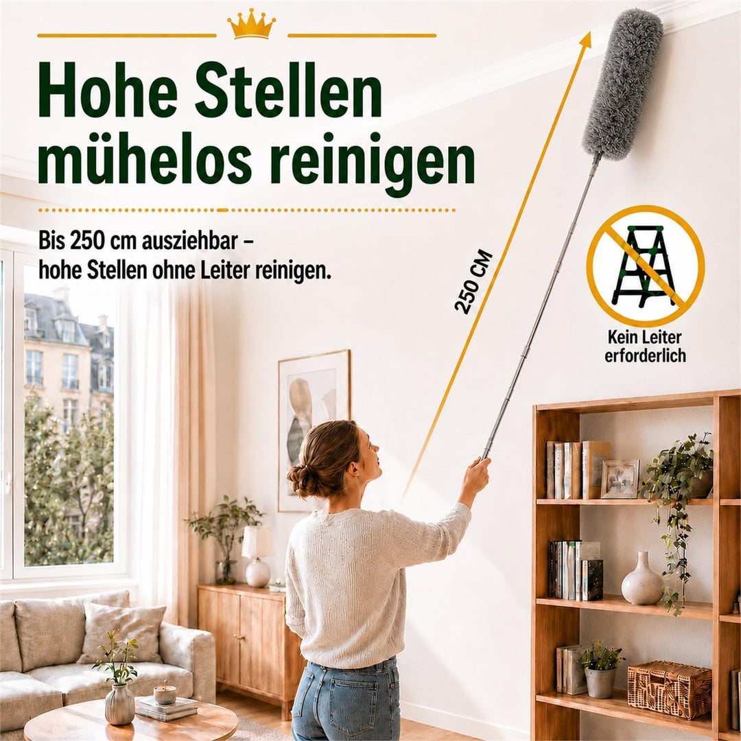 Staubwedel Teleskop Lang Ausziehbar, Staubwischer Waschbar Spinnwebenbesen mit Teleskopstiel, Spinne