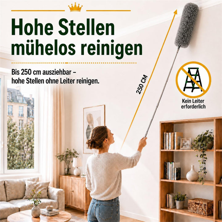 Staubwedel Teleskop Lang Ausziehbar, Staubwischer Waschbar Spinnwebenbesen mit Teleskopstiel, Spinne