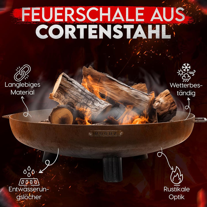 Moodz Feuerschale 60cm - Feuerschalen für den Garten - Feuerstelle Outdoor & Feuertonne - Feuerschal