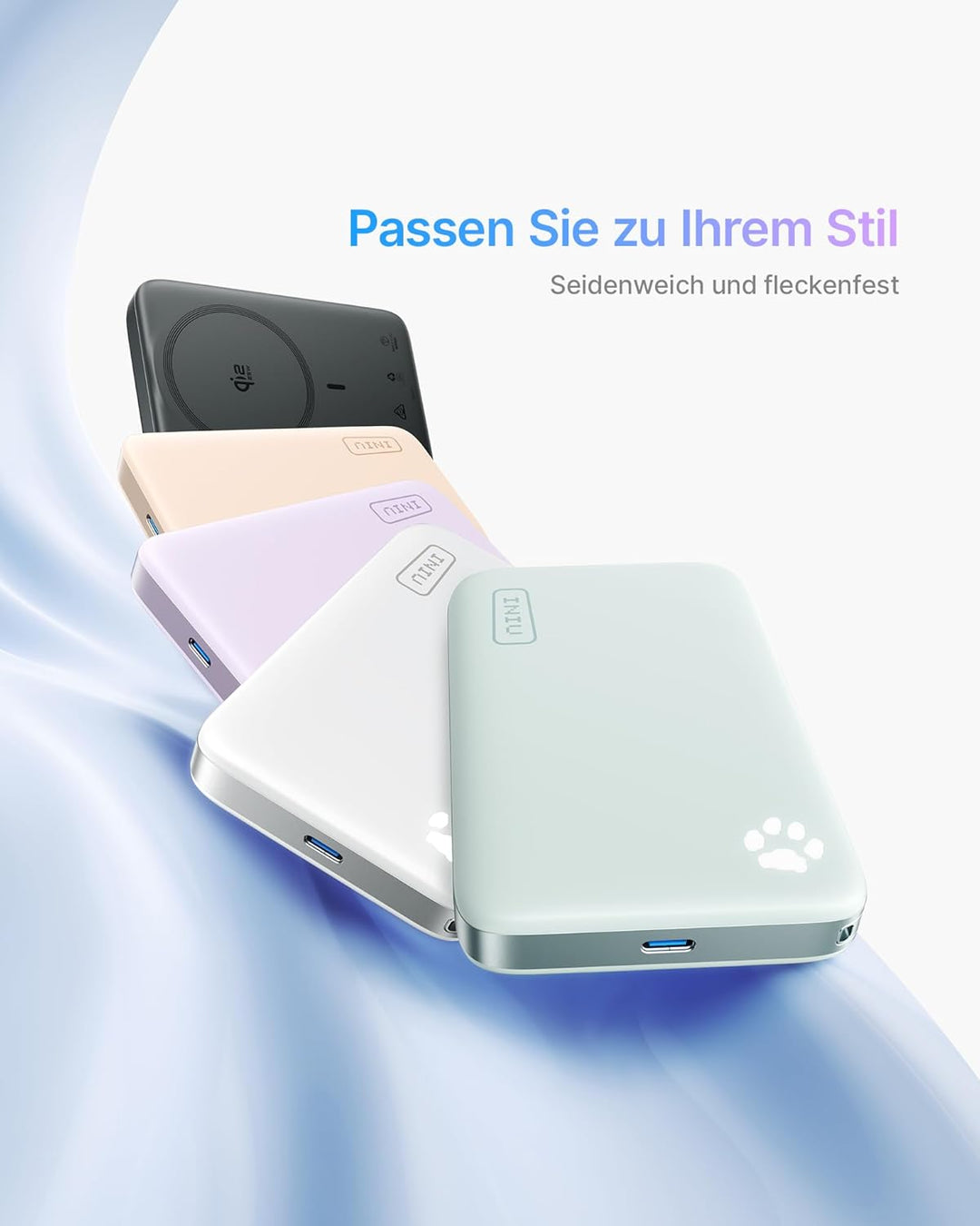 INIU Kompakt Power Bank für MagSafe, 10000mAh Original Qi2-zertif 25W Wireless & 45W USB C Schnellla