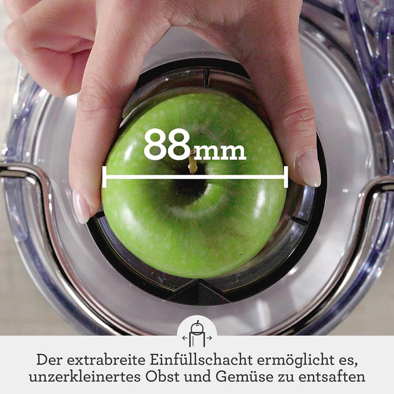 Sage Appliances Nutri Entsafter Cold XL Edelstahl, SJE830BSS Entsafter mit 2 Geschwindigkeiten und 2