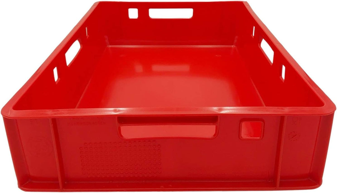 BURI 10 Stück Fleischkiste E1 Lagerkiste 60x40x12,5 cm Metzgerkiste Eurobox Rot - flache Stapelkiste