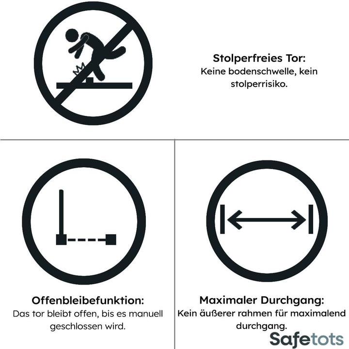 Safetots Automatisches Faltbares Einziehbares Babygitter, 55cm - 113.5cm, Schwarz, Faltbares Treppen