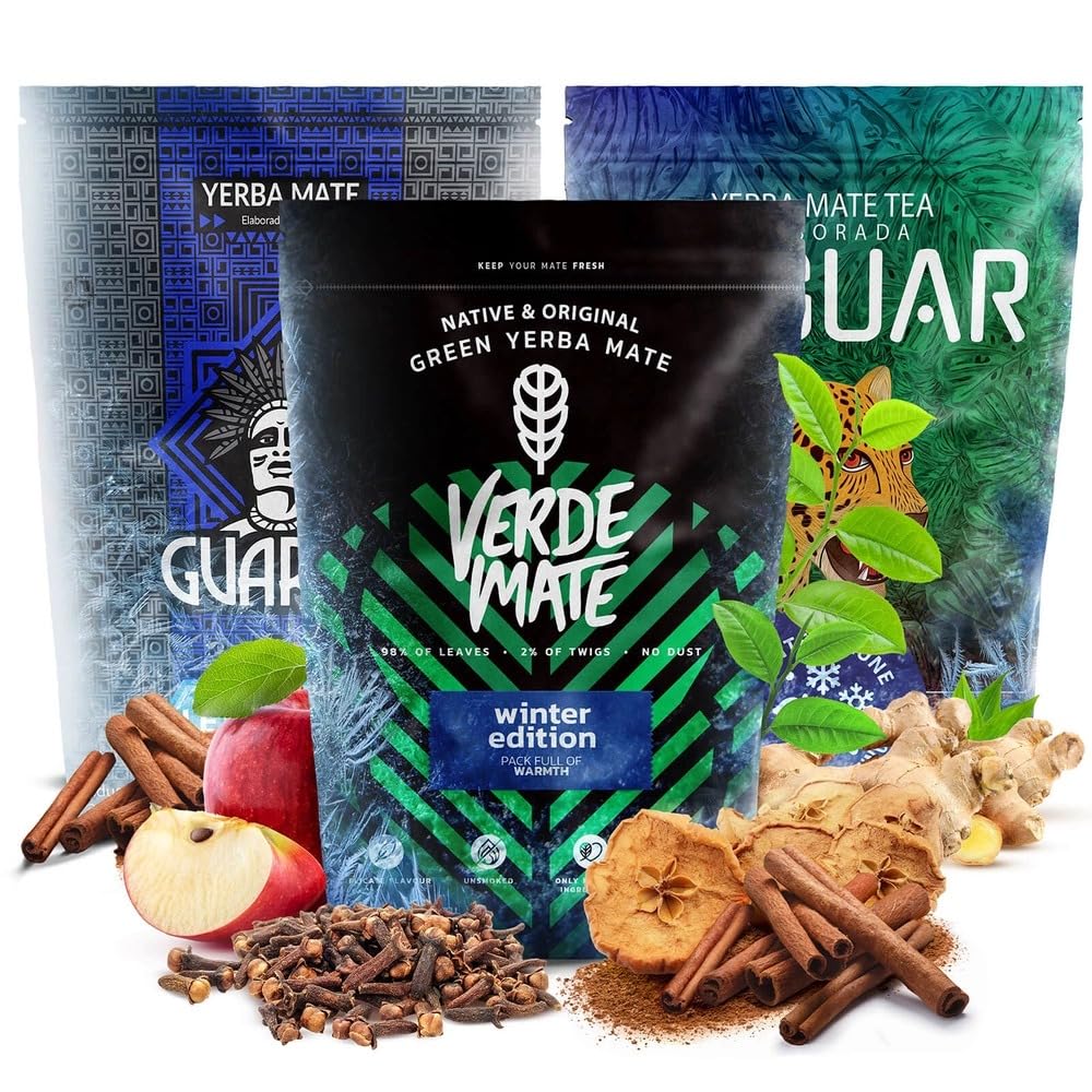 Verde Mate, Yaguar, Guarani Mate Tee Set Winter 1,4kg - Yerba Mate Winter Edition Set - Rauchfrei Gr