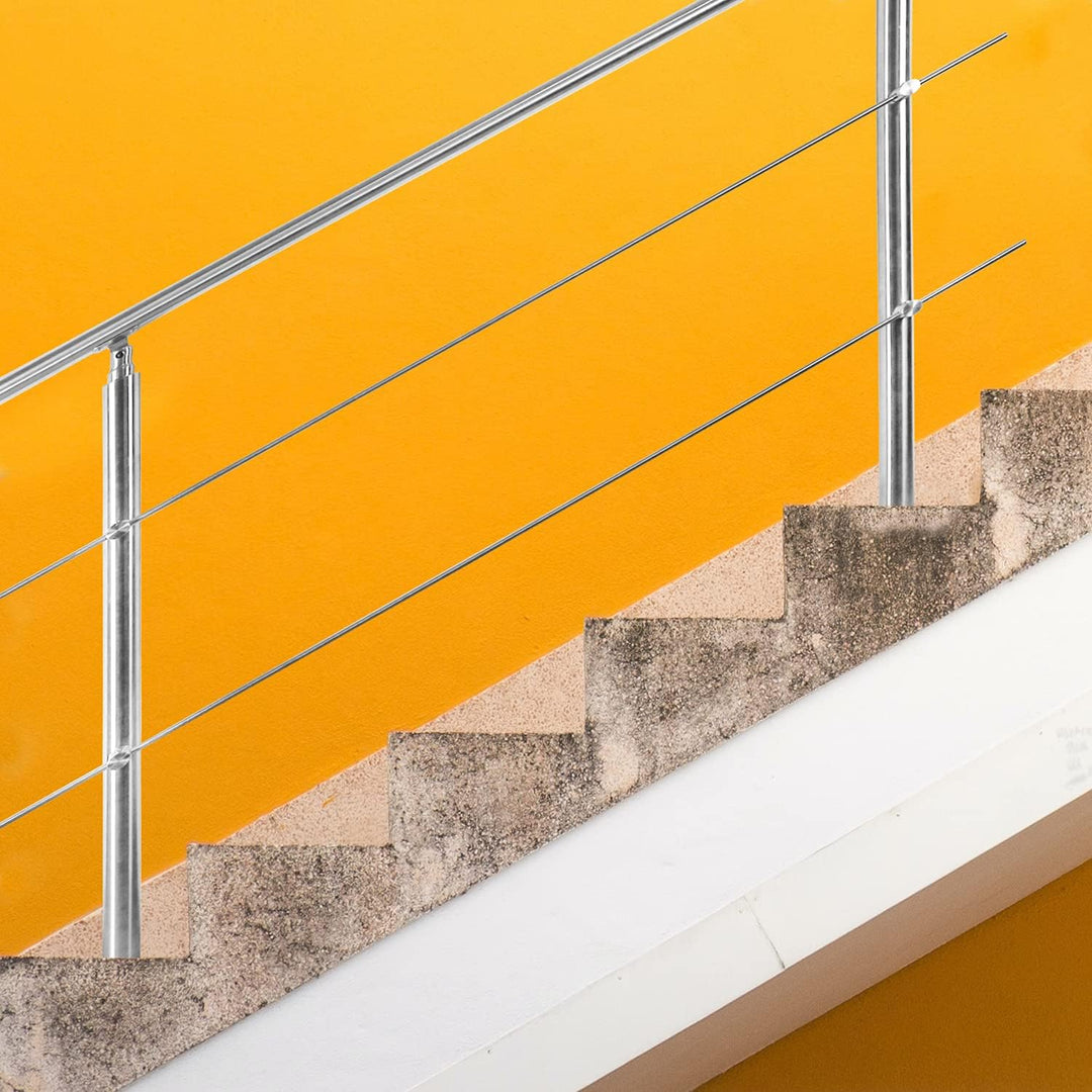 SWANEW Handlauf Edelstahl, Treppengeländer innen & aussen, 120 cm, Ø 42mm, mit 2 Querstreben für den