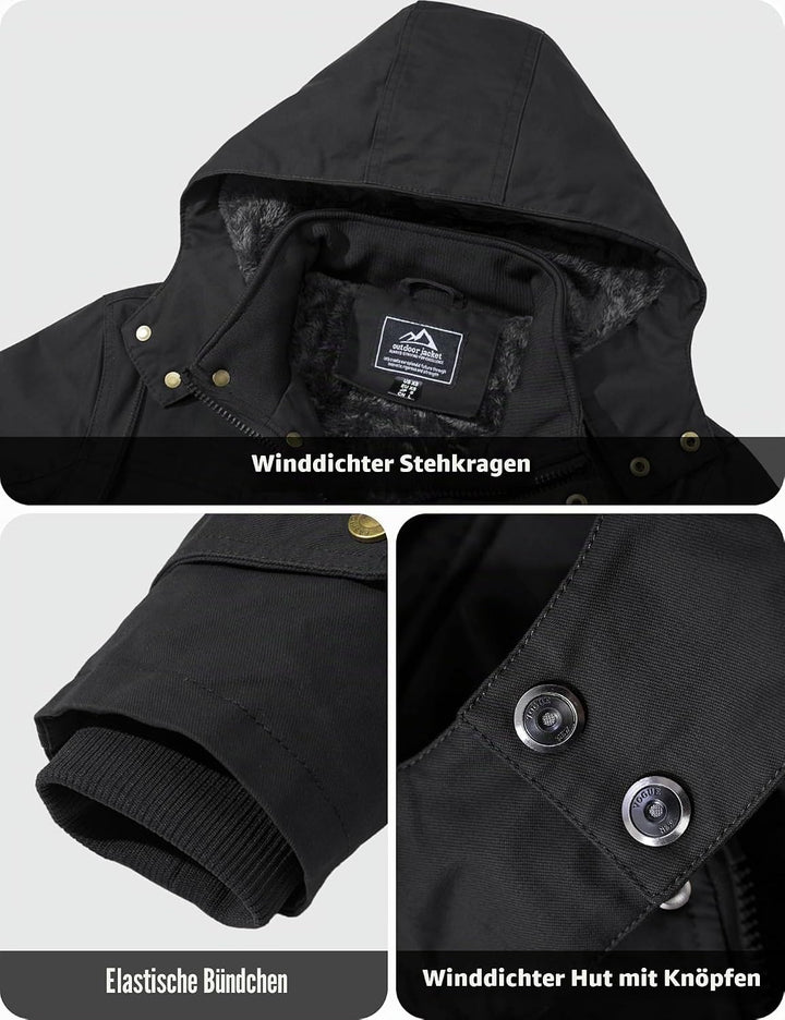 MAGCOMSEN Winterjacke Herren Warm Gefüttert Jacke Fleece Winterparka Winddicht Outdoor Übergangsjack