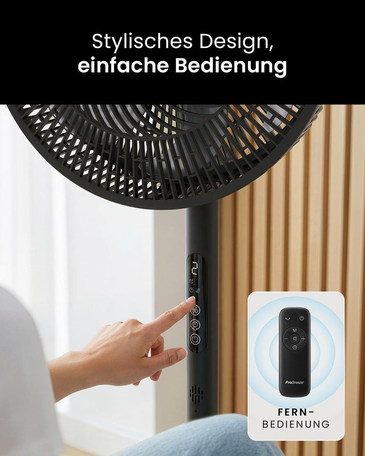 Pro Breeze AirFlo Slim Standventilator – 3-in-1 mit 70, 100 & 130 cm, 9 Stufen bis 5,0 m/s, leise mi