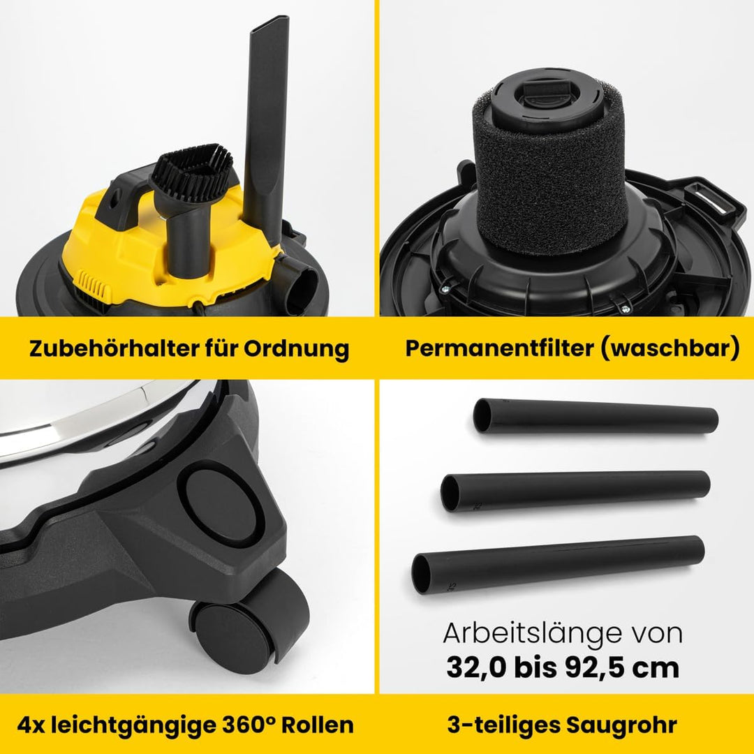 Bomann Nass Trockensauger 3in1,Nasssauger u. Gebläsefunktion,20L Tank,extra langes Kabel(5m) inkl. a