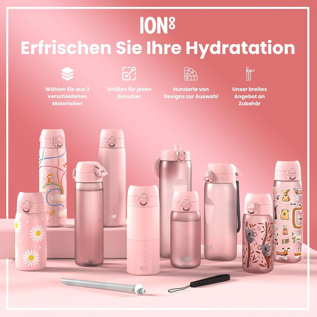 Ion8 Kinder Trinkflasche, Auslaufsicher, Einhandöffnung, Sichere Verriegelung, Spülmaschinenfest, Tr
