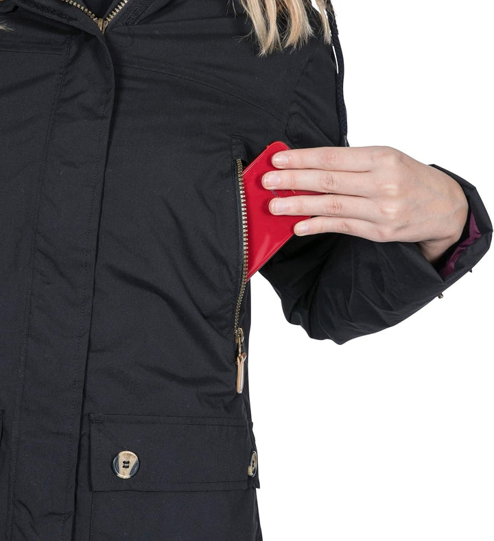Trespass Damen Clea Jacke XXS Schwarz, XXS Schwarz