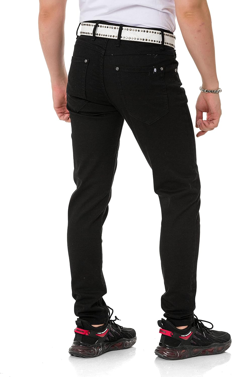 Cipo & Baxx Herren Jeans & Freizeithose | Used Look, Ziernähte, Logo Stickerei, Kontrastnähten, Bike