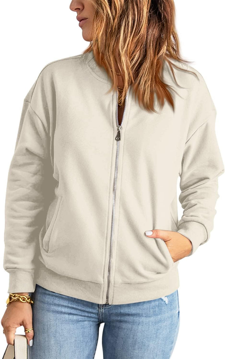 GeGekoko Zip Sweatshirt Damen übergrosse Jacket Sweatshirt Einfarbige Loose Langarm Tops Oberteile m