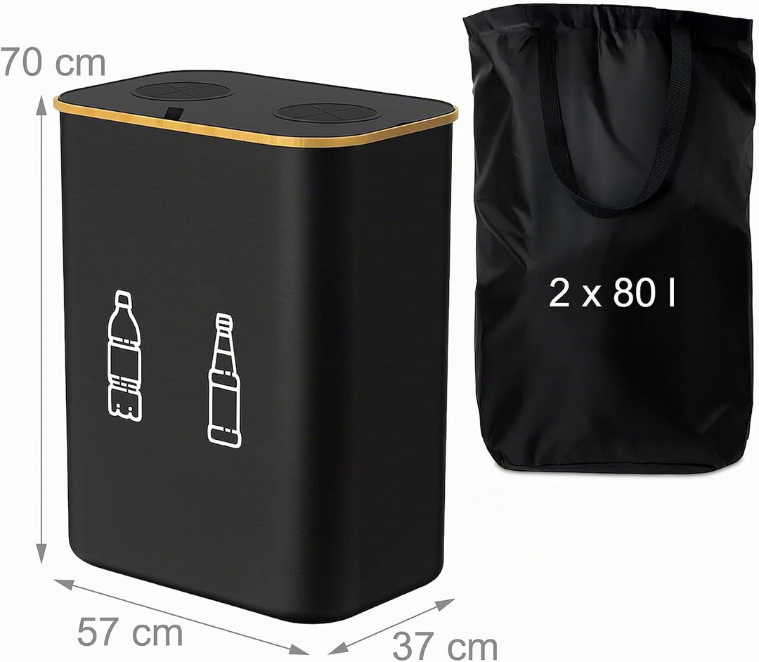 Relaxdays Pfandflaschen Sammelbehälter 160l, 2 Beutel, HxBxT: 70x57x37 cm, Flaschensammler für Glas