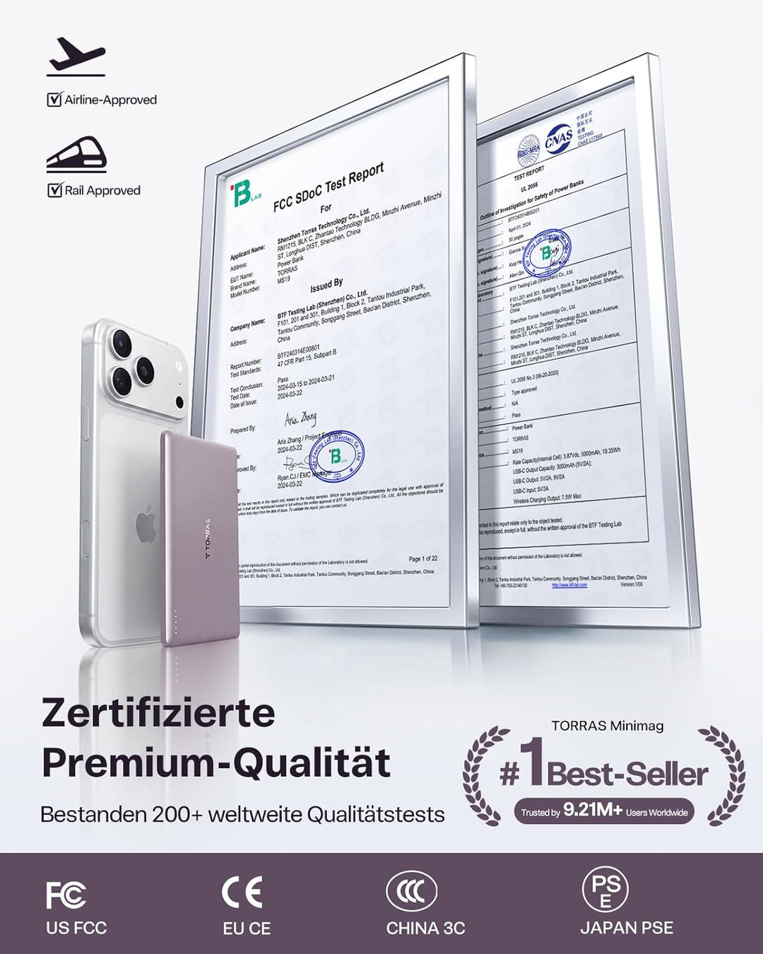TORRAS MiniMag Ultra Slim Powerbank für Magsafe, 18W Schnellladen 5000mAh Magnetische Powerbank Klei